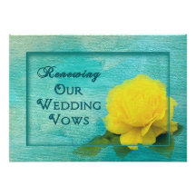 Renovación de votos - rosa amarillo del boda invitación
