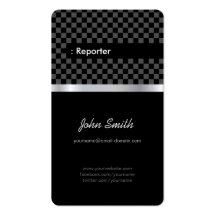 Reportero - a cuadros negro elegante tarjetas de visita
