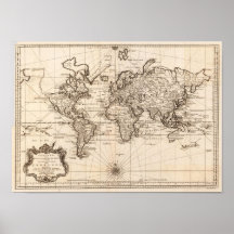 Reproducción 1748 de Bellin Nicolaus del mapa del  Poster