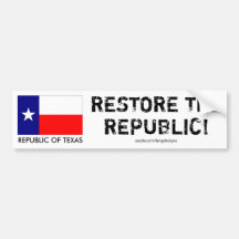 ¡República de Tejas - RESTAURE LA REPÚBLICA! Etiqueta De Parachoque