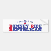 Republicano 2012 del arroz de Romney Etiqueta De Parachoque