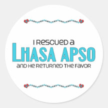 Rescaté un Lasa Apso (el perro masculino) Pegatina Redonda