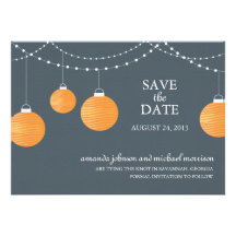 Reserva anaranjada del boda de la linterna de pape invitacion personal 