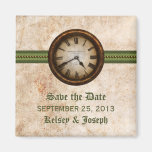 Reserva antigua verde del reloj el imán de la fech