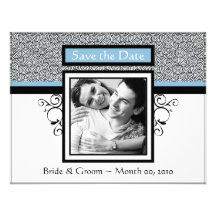 Reserva azul clara y negra las tarjetas de la foto comunicados personalizados