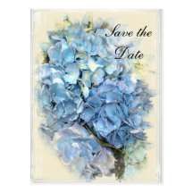 Reserva azul de la flor del Hydrangea la invitació Postales