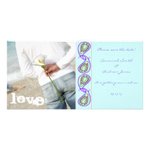 Reserva azul de Paisley de la aguamarina la fecha  Tarjetas Con Fotos Personalizadas
