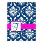 Reserva azul fucsia del damasco la tarjeta de fech comunicado