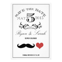 Reserva blanca y negra del DÍA de boda del bigote  Invitación
