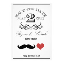 Reserva blanca y negra del DÍA de boda del bigote  Invitaciones Personales