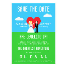 Reserva de 8 bits adorablemente Nerdy la fecha Invitaciones Personalizada