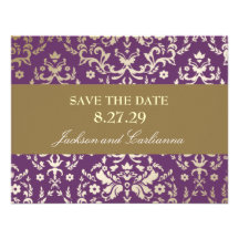 reserva de la marfil del oro del damasco 311-Dazzl Invitaciones Personalizada