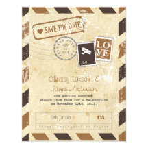 Reserva de la tarjeta del correo aéreo del vintage invitacion personalizada