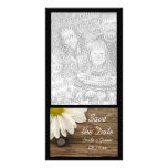 Reserva de madera de la margarita/del boda del paí tarjetas fotográficas personalizadas