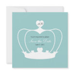Reserva del azul del monograma de la boda el aviso invitaciones