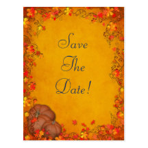 Reserva del boda de la dicha del otoño la fecha tarjetas postales