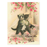 Reserva del boda del gatito del Victorian la fecha Tarjeta Postal