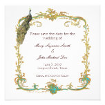 Reserva del boda del pavo real la invitación de la