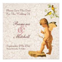 Reserva del Cupid del estilo del Victorian la fech Invitación