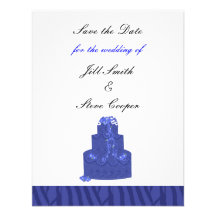 Reserva del pastel de bodas del azul real la fecha invitacion personalizada