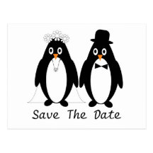 Reserva del pingüino la invitación del boda de la  tarjetas postales