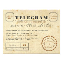Reserva del telegrama del vintage la fecha anuncio personalizado