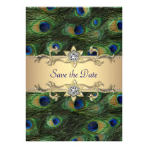 Reserva elegante del boda del pavo real la fecha invitaciones