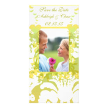 Reserva elegante del damasco del amarillo y de la  tarjetas fotográficas personalizadas