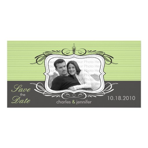 reserva elegante del verde de 8x4" Deco la invitac Tarjeta Fotográfica
