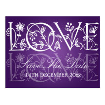 Reserva elegante la púrpura del Flourish del amor  Postal