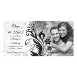 Reserva floral blanco y negro del boda la fecha tarjetas personales