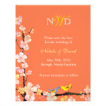 Reserva floral del monograma de los pájaros anaran invitaciones personalizada