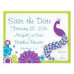 Reserva floral del personalizado del pavo real del comunicados personalizados