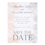 Reserva floral del vintage gris anaranjado la fech invitaciones