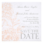 Reserva floral gris anaranjada del vintage la fech invitaciones