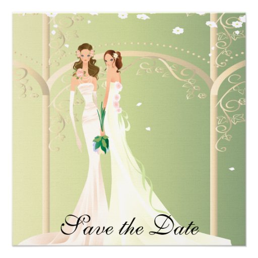 Reserva floral lesbiana de la arcada de dos novias invitaciones personales 