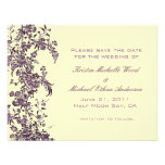 Reserva floral púrpura la fecha invitación