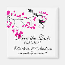 Reserva moderna del pájaro del amor las invitacion imán