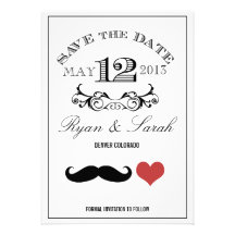 Reserva negra del DÍA de boda del bigote 12 la fec Invitación Personalizada