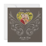 Reserva ornamental elegante del corazón de la foto invitaciones