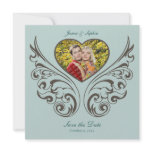 Reserva ornamental elegante del corazón de la foto invitaciones