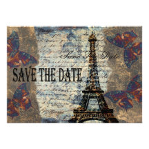 Reserva parisiense del vintage la fecha comunicado personalizado