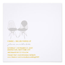 Reserva perfecta retra de Eames de los pares de la Invitacion Personalizada