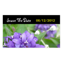 Reserva púrpura de la flor la invitación de boda d plantillas de tarjetas de visita