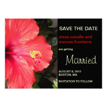 Reserva roja del boda del hibisco la tarjeta de fe anuncios personalizados