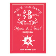 Reserva roja del DÍA de boda del copo de nieve del Anuncios Personalizados