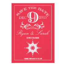 Reserva roja del DÍA de boda del copo de nieve del Invitaciones Personales