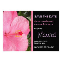 Reserva rosada del boda del hibisco la tarjeta de  comunicado personalizado