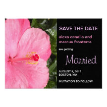 Reserva rosada del boda del hibisco la tarjeta de  invitación
