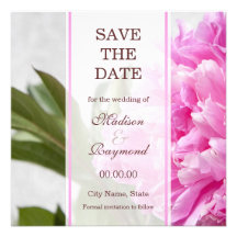 Reserva rosada del boda del peony la invitación de